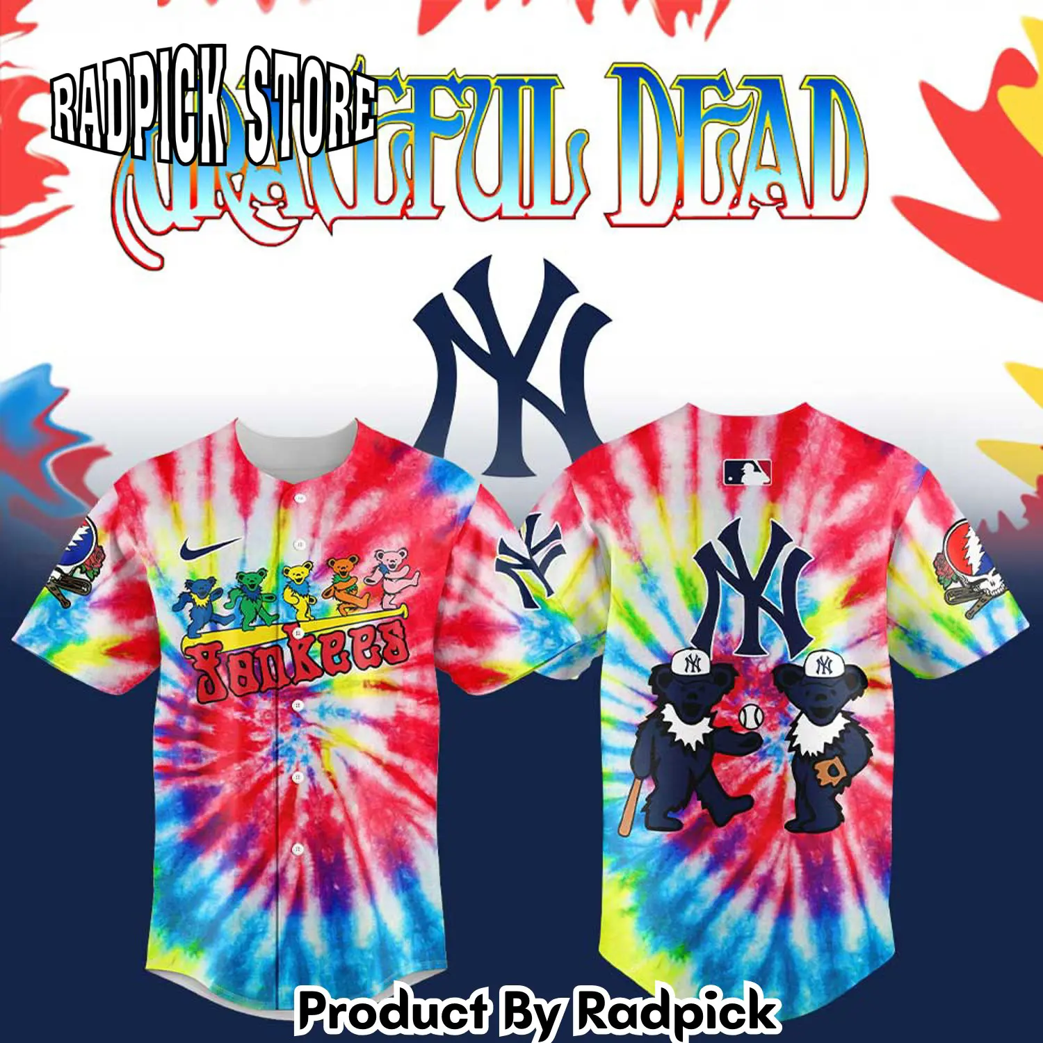 Radpick new york yankees x grateful dead new baseball jersey rp127234